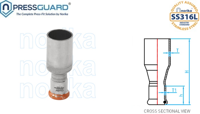 keluli tahan karat 316L press-fit mengurangkan soket (female and male ends)